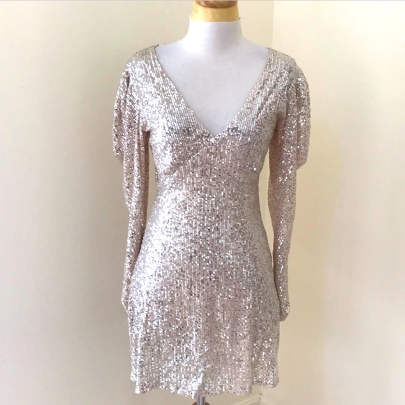 zara sequin balloon dress SEQUIN BALLOON DRESS - Mink